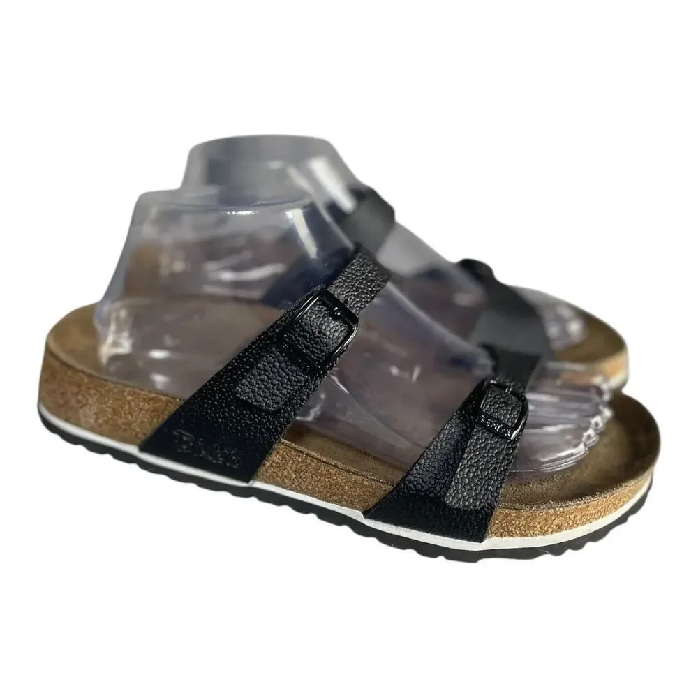 Birki’s By Birkenstock Women’s Tahiti Black Leather Double Strap Sandals Size-8 - Picture 1 of 10